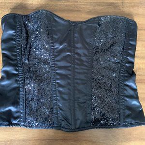Sleek Black Satin Corset Top